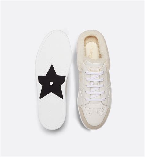 dior star sneaker white calfskin and shearling|Dior One Sneaker White and Nude Dior Oblique .